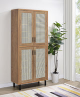 Teller 80-inch 4-door Tall Shoe Storage Cabinet Natural Oak - Tampa Furniture Outlet