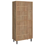 Teller 80-inch 4-door Tall Shoe Storage Cabinet Natural Oak - Tampa Furniture Outlet