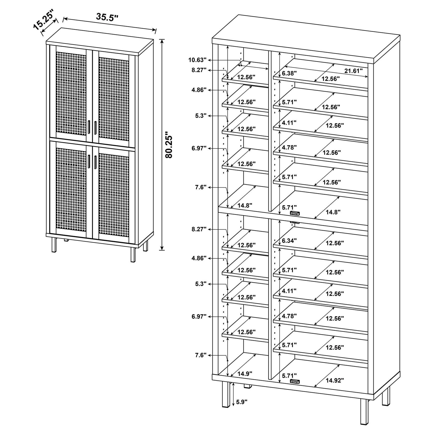 Teller 80-inch 4-door Tall Shoe Storage Cabinet Natural Oak - Tampa Furniture Outlet