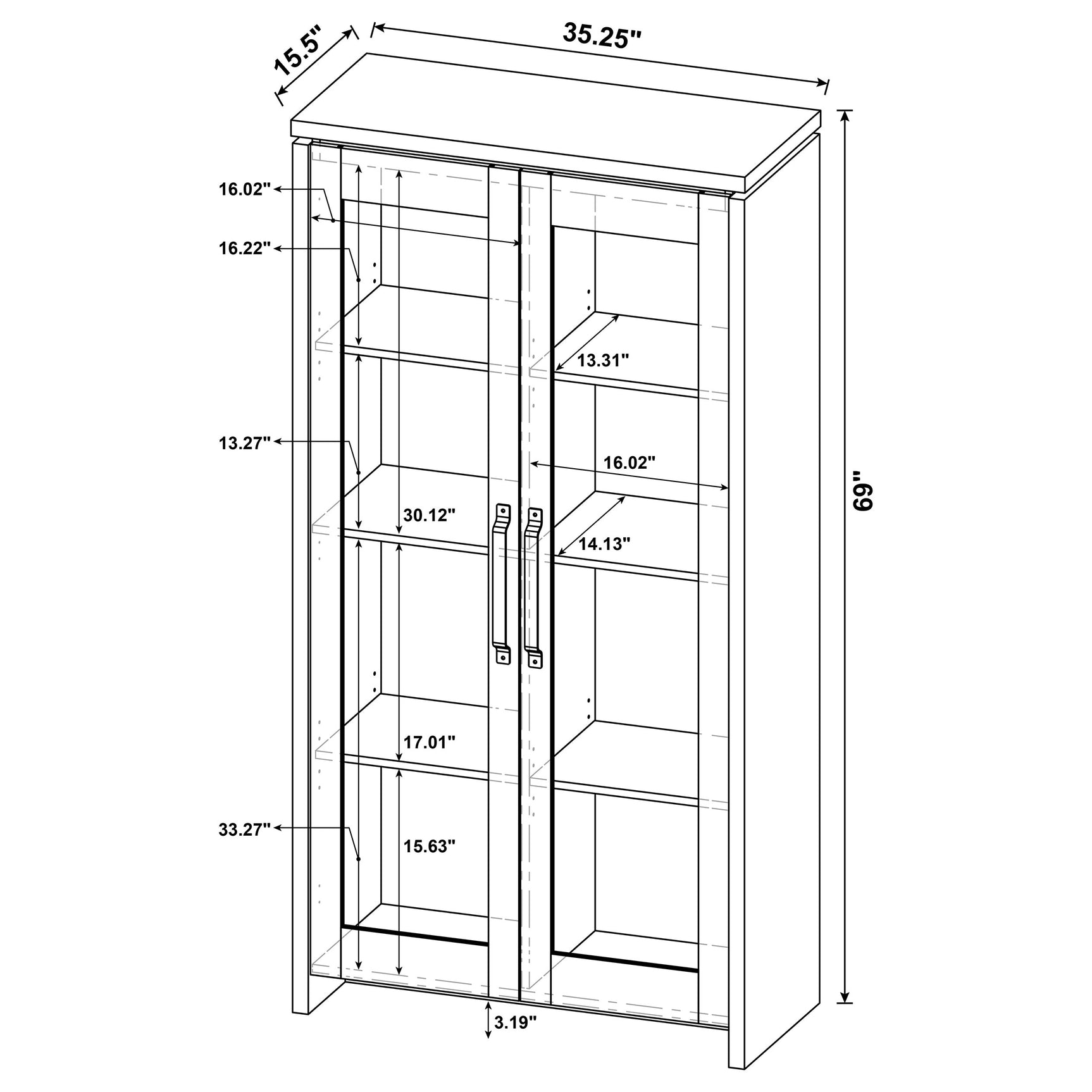 Alejo 2-door Engineered Wood Tall Cabinet Grey Driftwood - Tampa Furniture Outlet