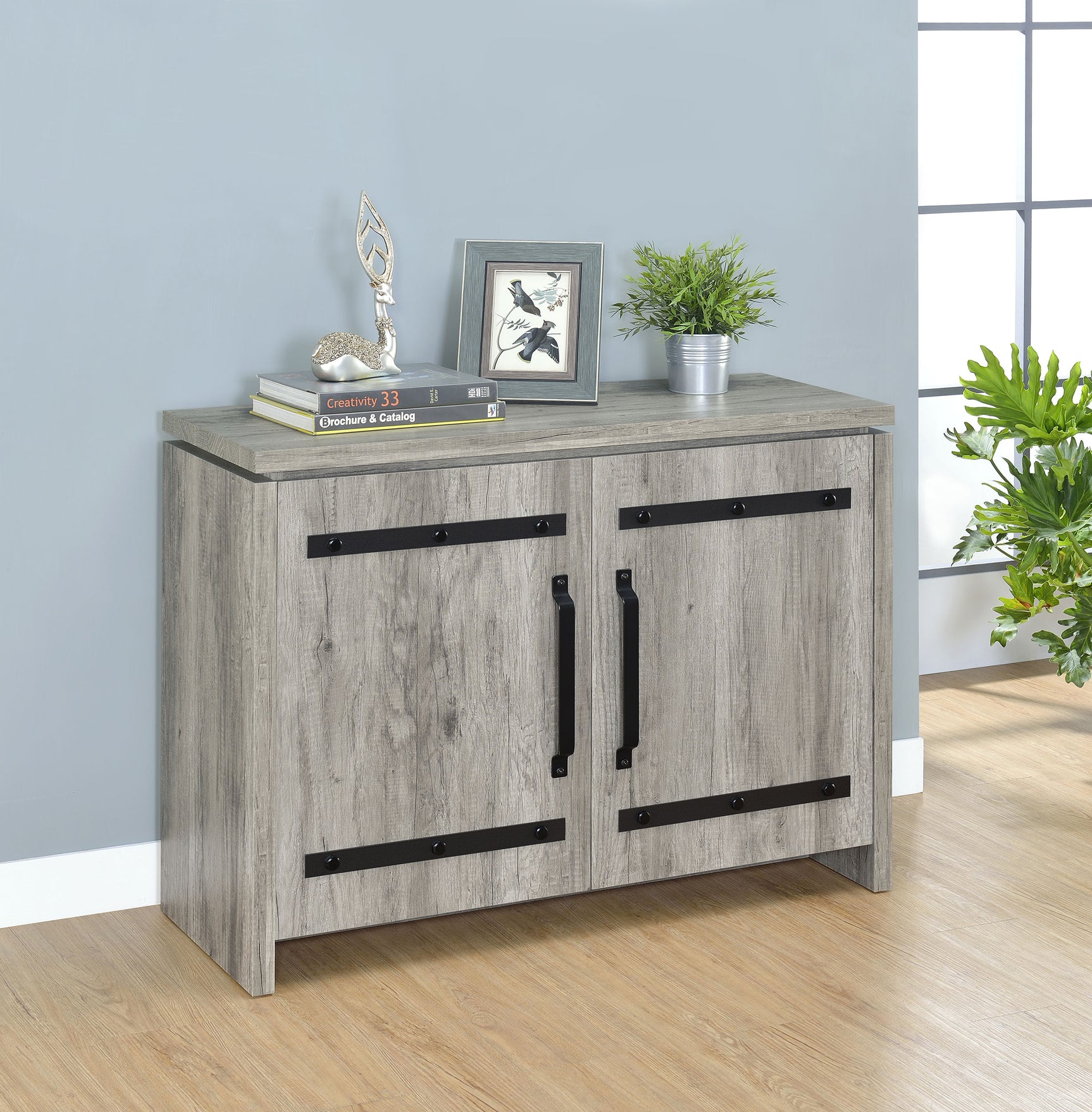 Enoch 2-door Engineered Wood Accent Cabinet Grey Driftwood - Tampa Furniture Outlet