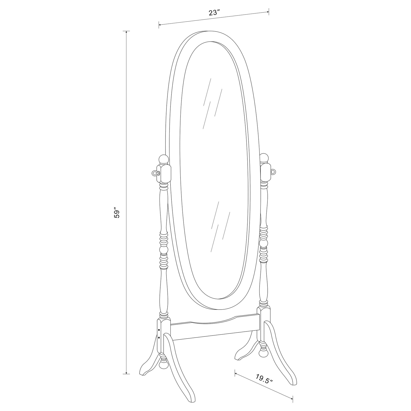 Foyet Wood Adjustable Full Length Cheval Mirror Black - Tampa Furniture Outlet