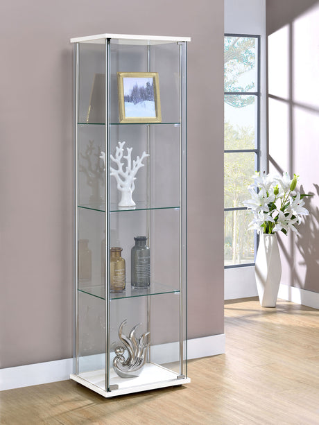 Bellatrix 3-shelf Clear Glass Curio Cabinet White - Tampa Furniture Outlet