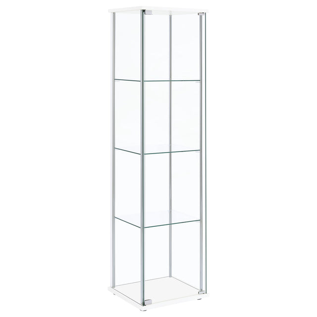 Tampa Furniture Outlet - Coaster - Bellatrix 3-shelf Clear Glass Curio Cabinet White - 951072
