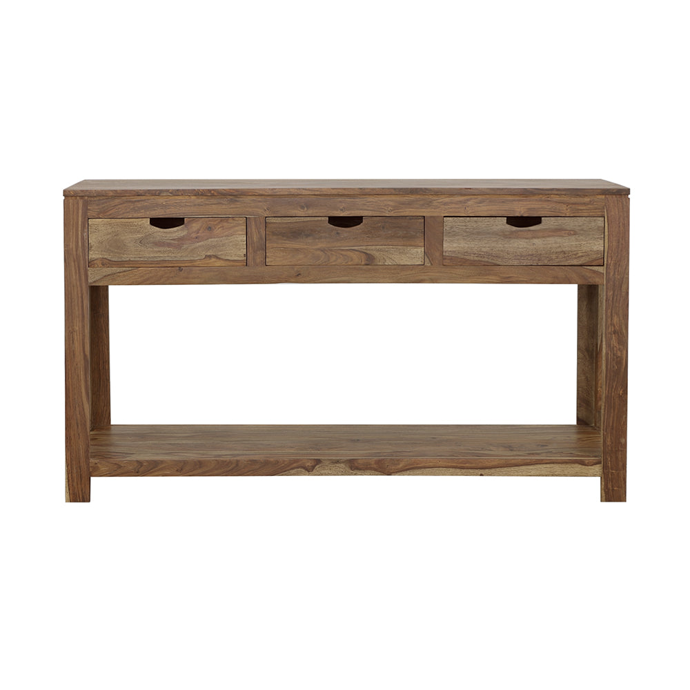 Esther 3-drawer Wood Console Table Natural Sheesham - Tampa Furniture Outlet