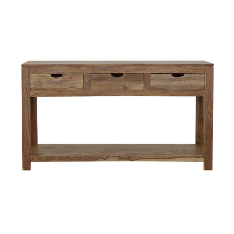 Esther 3-drawer Wood Console Table Natural Sheesham - Tampa Furniture Outlet