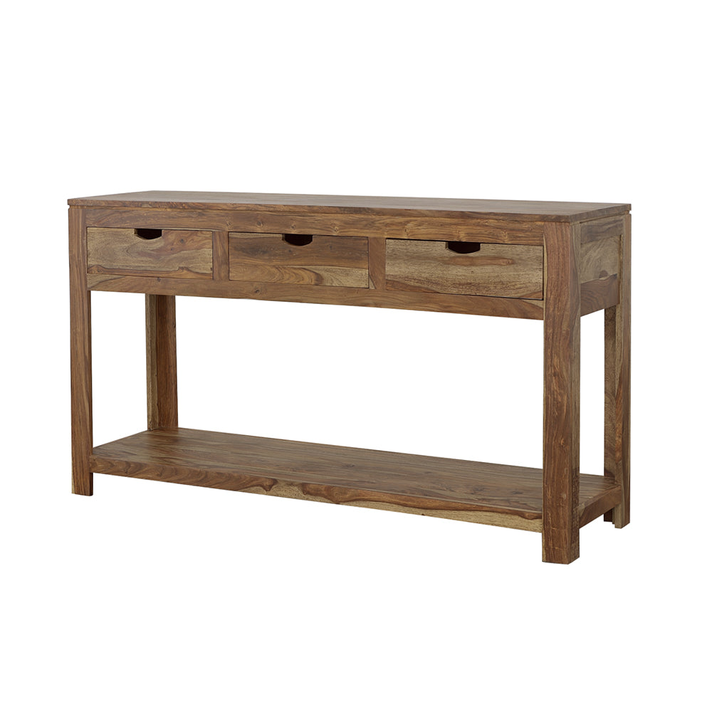 Esther 3-drawer Wood Console Table Natural Sheesham - Tampa Furniture Outlet