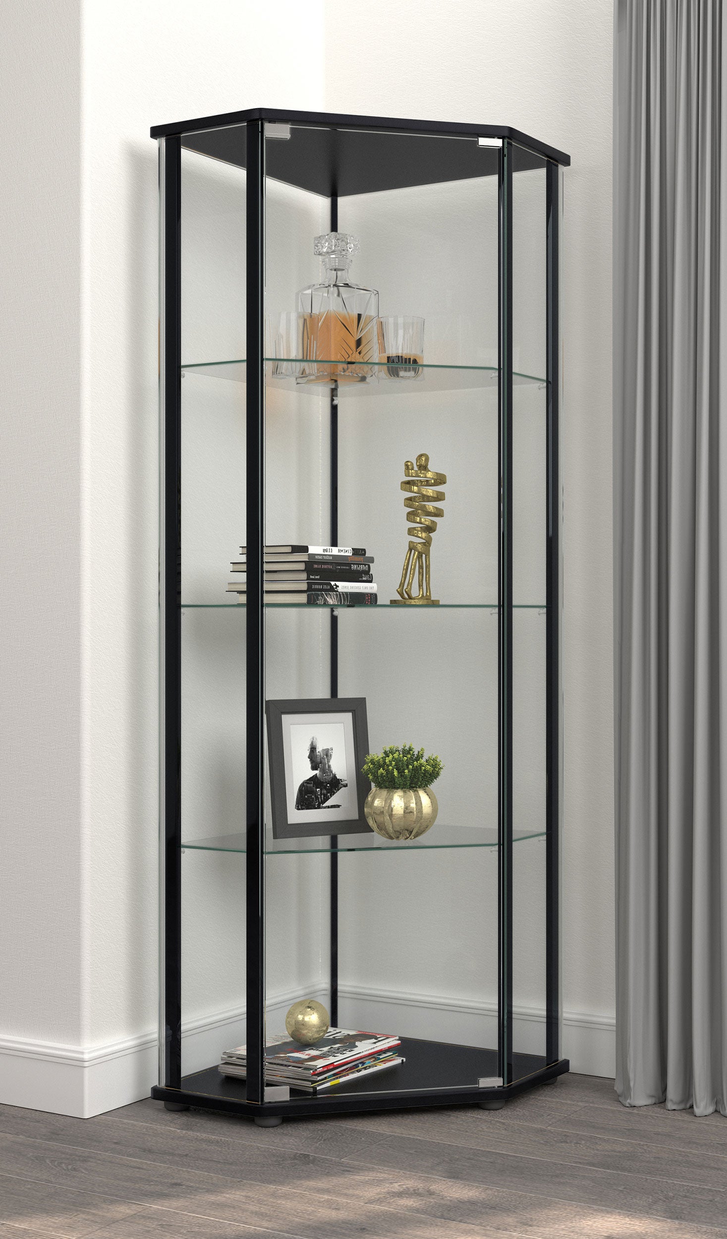 Zenobia 4-shelf Curio Cabinet Display Case Black - Tampa Furniture Outlet