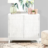 Gambon 2-door Wood Honeycomb Pattern Accent Cabinet White - Tampa Furniture Outlet