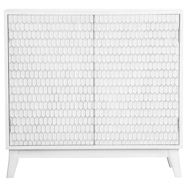 Tampa Furniture Outlet - Coaster - Gambon 2-door Wood Honeycomb Pattern Accent Cabinet White - 953401