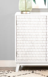 Gambon 2-door Wood Honeycomb Pattern Accent Cabinet White - Tampa Furniture Outlet