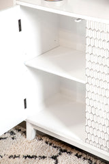 Gambon 2-door Wood Honeycomb Pattern Accent Cabinet White - Tampa Furniture Outlet