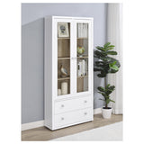 Hawthorne 4-shelf Glass Door Tall Cabinet with Drawers White - Tampa Furniture Outlet