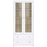 Hawthorne 4-shelf Glass Door Tall Cabinet with Drawers White - Tampa Furniture Outlet