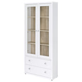 Hawthorne 4-shelf Glass Door Tall Cabinet with Drawers White - Tampa Furniture Outlet