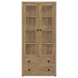 Hawthorne 4-shelf Glass Door Tall Cabinet with Drawers Mango - Tampa Furniture Outlet