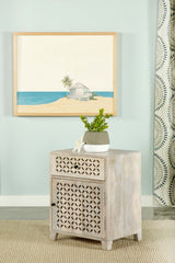 August 1-drawer Trellis Pattern Storage Cabinet White Washed - Tampa Furniture Outlet