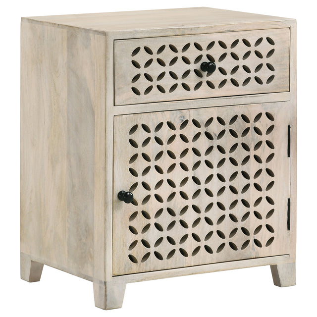 Tampa Furniture Outlet - Coaster - August 1-drawer Trellis Pattern Storage Cabinet White Washed - 953569