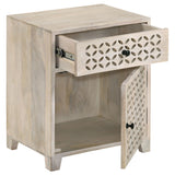 August 1-drawer Trellis Pattern Storage Cabinet White Washed - Tampa Furniture Outlet