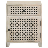 August 1-drawer Trellis Pattern Storage Cabinet White Washed - Tampa Furniture Outlet