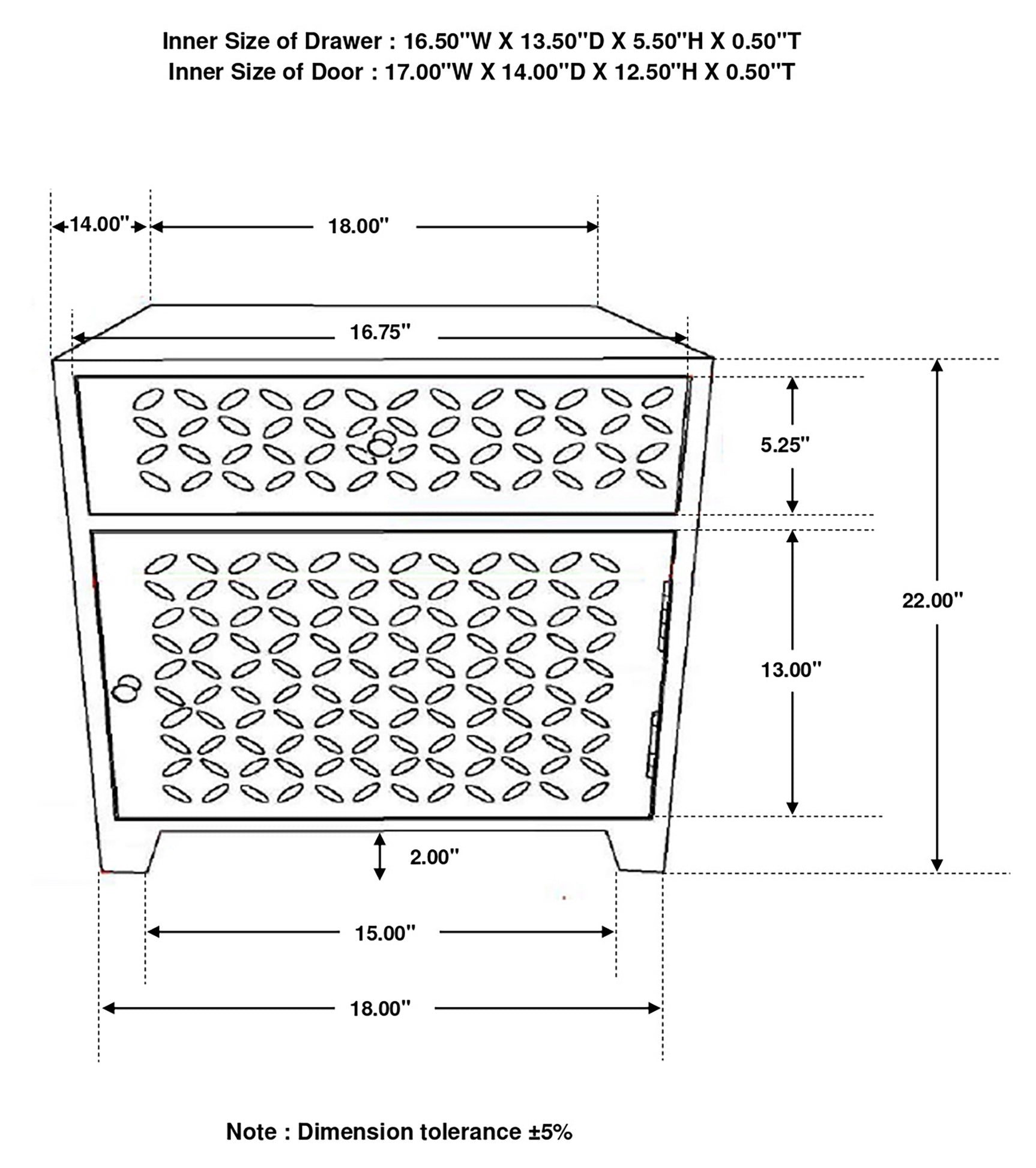 August 1-drawer Trellis Pattern Storage Cabinet White Washed - Tampa Furniture Outlet