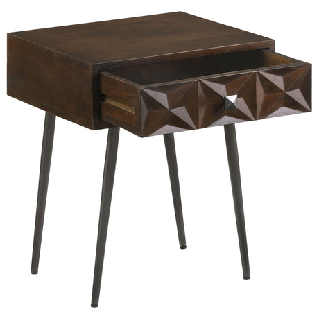 Ezra 1-drawer Rectangular Accent Side Table Coffee Brown - Tampa Furniture Outlet