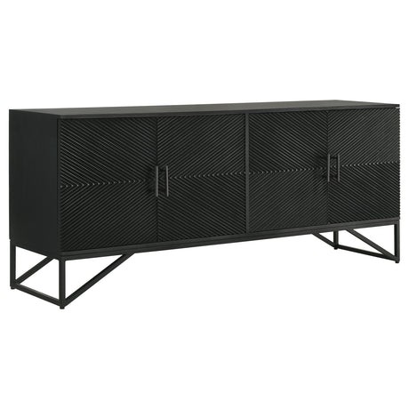 Tampa Furniture Outlet - Coaster - Riddell 4-door Wood Reeding Accent Cabinet Matte Black - 959631