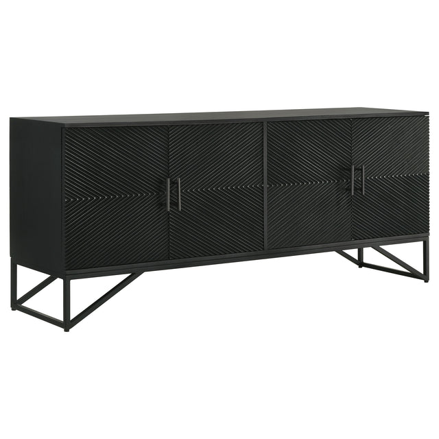 Tampa Furniture Outlet - Coaster - Riddell 4-door Wood Reeding Accent Cabinet Matte Black - 959631
