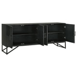 Riddell 4-door Wood Reeding Accent Cabinet Matte Black - Tampa Furniture Outlet