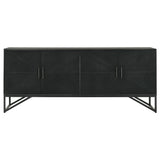 Riddell 4-door Wood Reeding Accent Cabinet Matte Black - Tampa Furniture Outlet