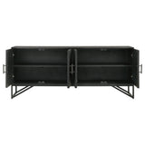 Riddell 4-door Wood Reeding Accent Cabinet Matte Black - Tampa Furniture Outlet