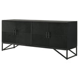 Riddell 4-door Wood Reeding Accent Cabinet Matte Black - Tampa Furniture Outlet