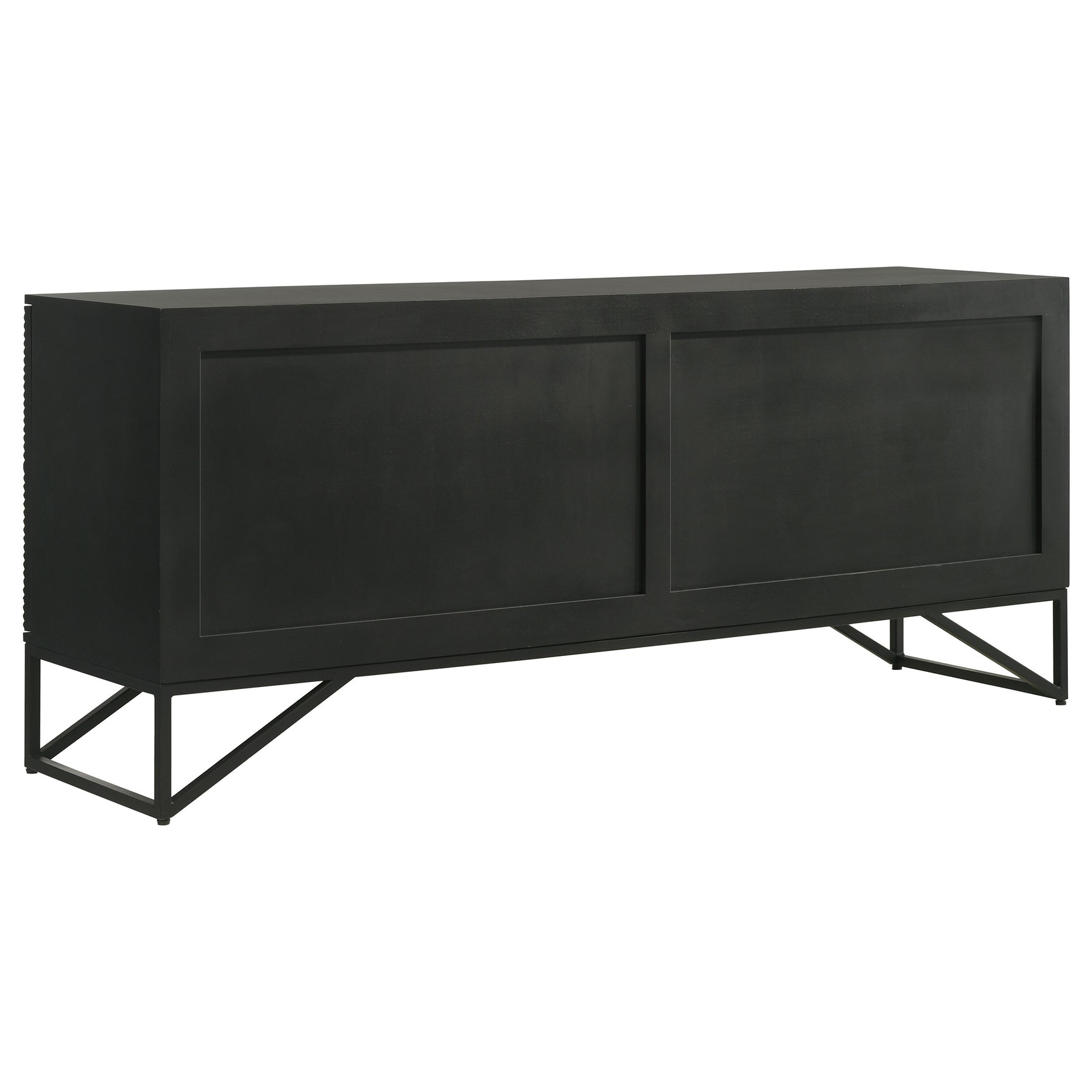 Riddell 4-door Wood Reeding Accent Cabinet Matte Black - Tampa Furniture Outlet