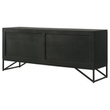 Riddell 4-door Wood Reeding Accent Cabinet Matte Black - Tampa Furniture Outlet