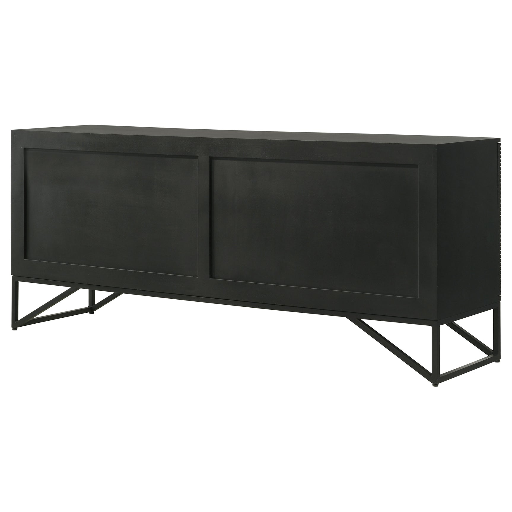 Riddell 4-door Wood Reeding Accent Cabinet Matte Black - Tampa Furniture Outlet