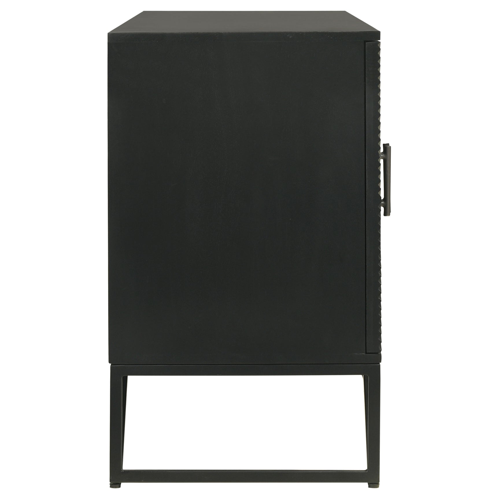 Riddell 4-door Wood Reeding Accent Cabinet Matte Black - Tampa Furniture Outlet