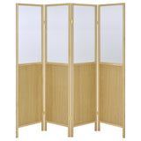 Mattison 4-Panel Room Divider Folding Shoji Screen Natural - Tampa Furniture Outlet