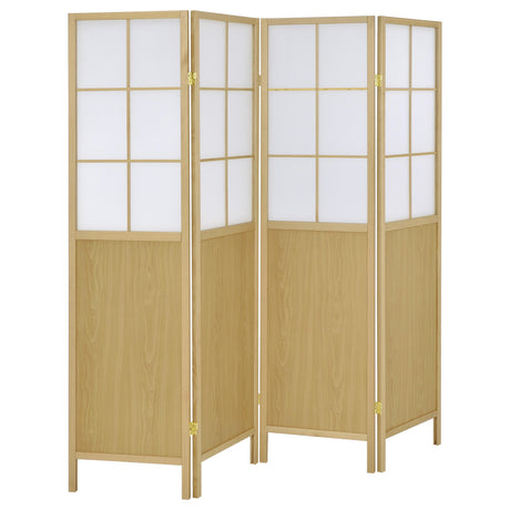 Tampa Furniture Outlet - Coaster - Edwards 4-Panel Room Divider Folding Shoji Screen Natural - 960123