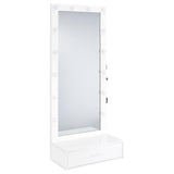 Tampa Furniture Outlet - Coaster - Spector 1-drawer Lighted Full-Length Floor Mirror White High Gloss - 960954