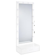 Tampa Furniture Outlet - Coaster - Spector 1-drawer Lighted Full-Length Floor Mirror White High Gloss - 960954