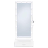 Spector 1-drawer Lighted Full-Length Floor Mirror White High Gloss