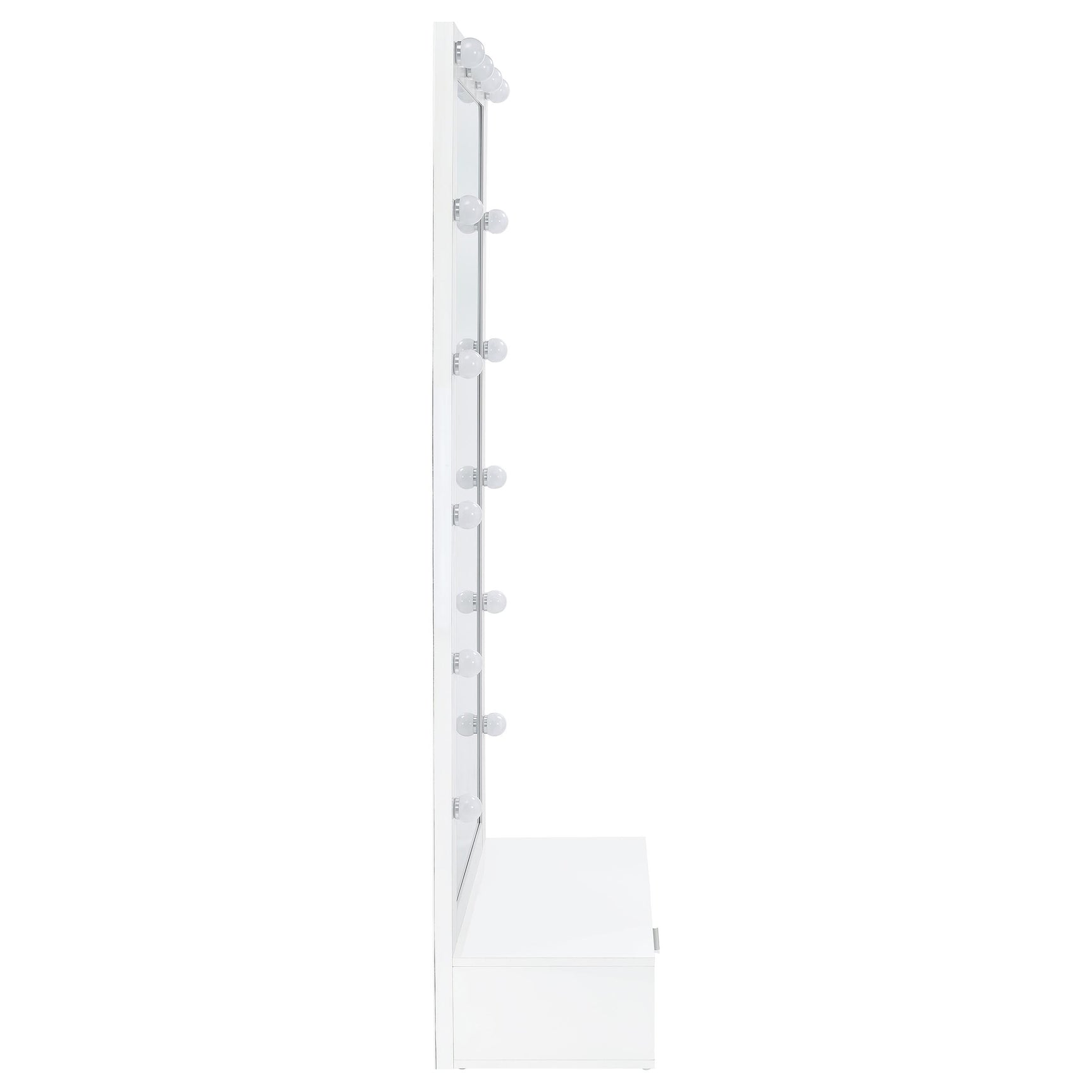 Spector 1-drawer Lighted Full-Length Floor Mirror White High Gloss