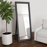 Windrose 28 x 67 Inch Tempered LED Standing Mirror Black - Tampa Furniture Outlet