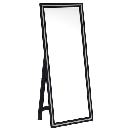 Tampa Furniture Outlet - Coaster - Windrose 28 x 67 Inch Tempered LED Standing Mirror Black - 960962