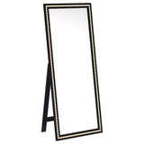 Windrose 28 x 67 Inch Tempered LED Standing Mirror Black - Tampa Furniture Outlet