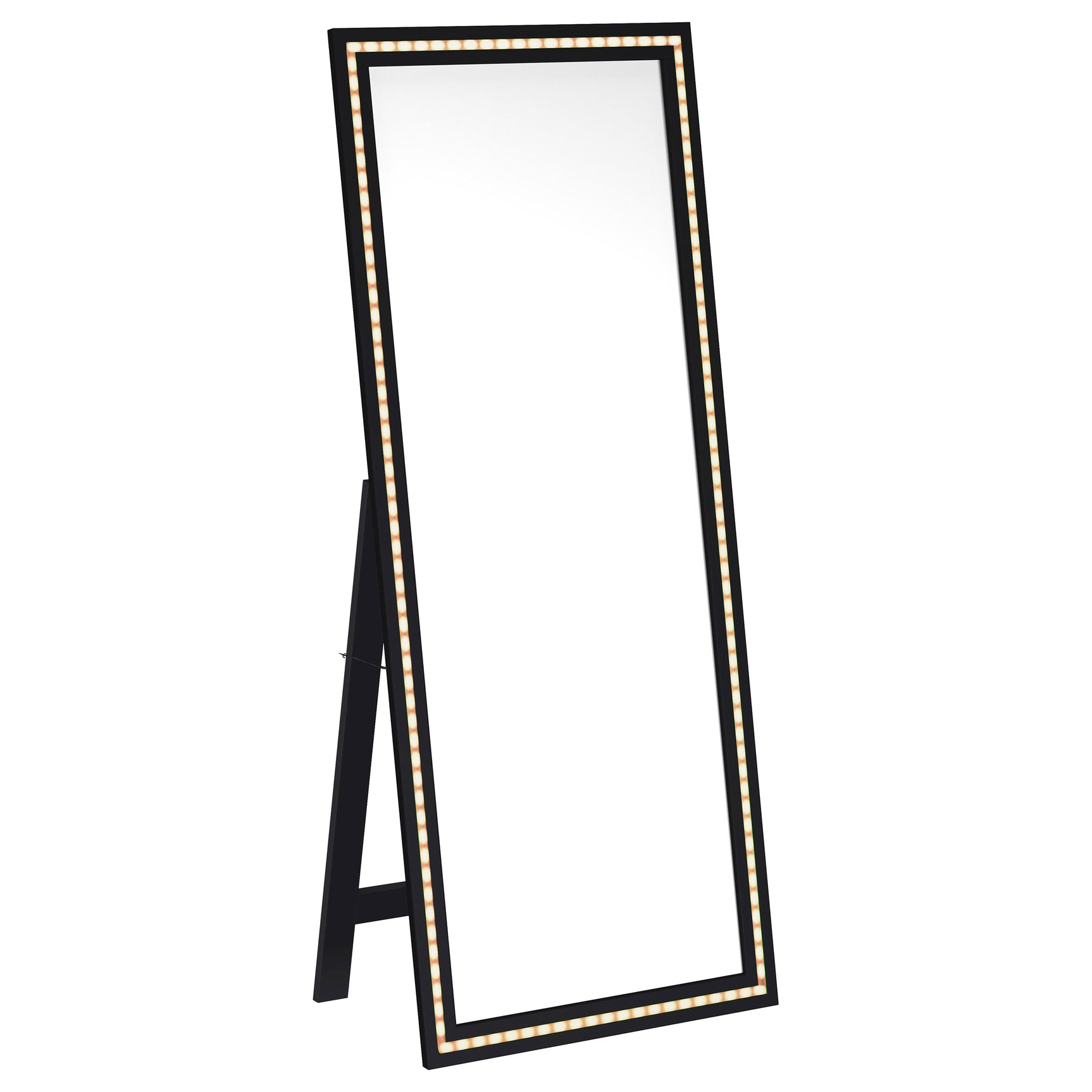 Windrose 28 x 67 Inch Tempered LED Standing Mirror Black - Tampa Furniture Outlet
