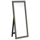 Windrose 28 x 67 Inch Tempered LED Standing Mirror Black - Tampa Furniture Outlet