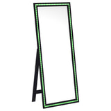 Windrose 28 x 67 Inch Tempered LED Standing Mirror Black - Tampa Furniture Outlet