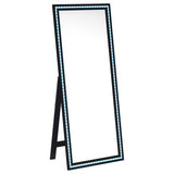 Windrose 28 x 67 Inch Tempered LED Standing Mirror Black - Tampa Furniture Outlet