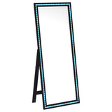 Windrose 28 x 67 Inch Tempered LED Standing Mirror Black - Tampa Furniture Outlet